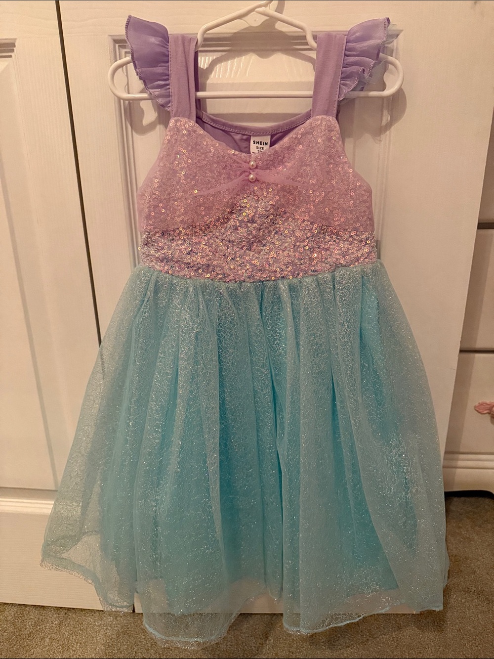 Girls Sparkle Sequin Mermaid Tulle Dress - Lavender & Aqua size 5Y